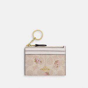 Mini Skinny Id Case In Signature Canvas With Floral Print